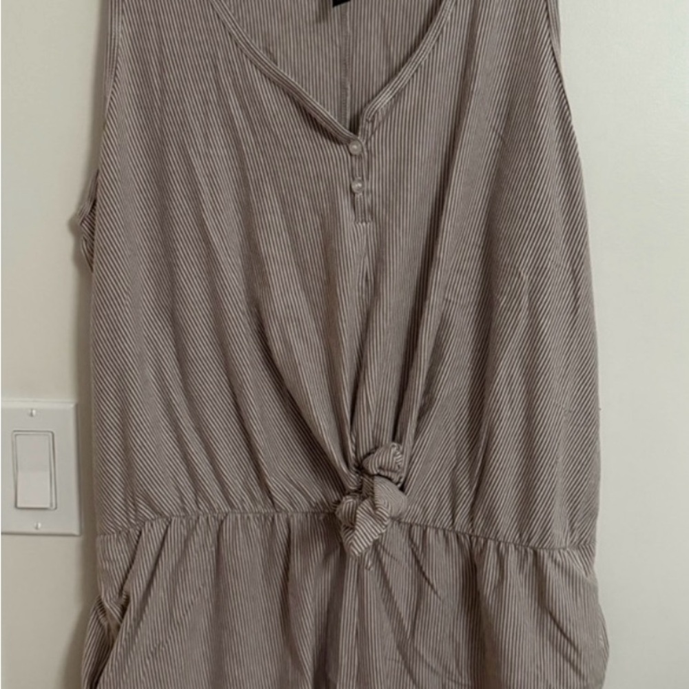 Smash + Tess Taupe Striped Jumpsuit